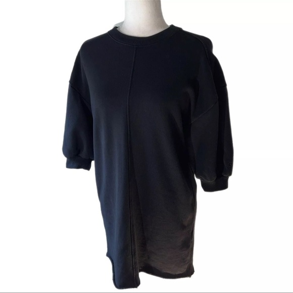 Everlane Puff Sleeve Organic Cotton Sweatshirt Dress Black Size XXS - Picture 2 of 12